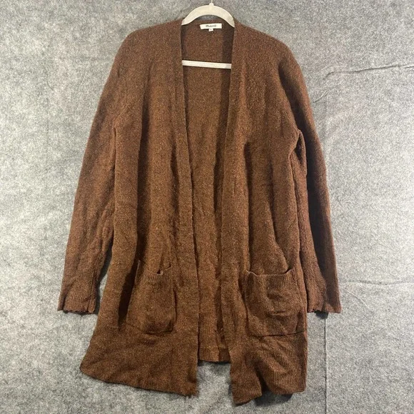 Madewell Cardigan Small Brown Knit Kent Long Sleeve Open Longline Sweater - Picture 3 of 14